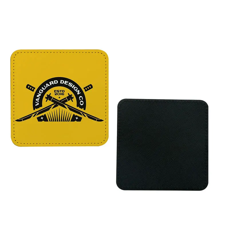 Sublimation square PU Leather coaster in Personalized printing cup holder