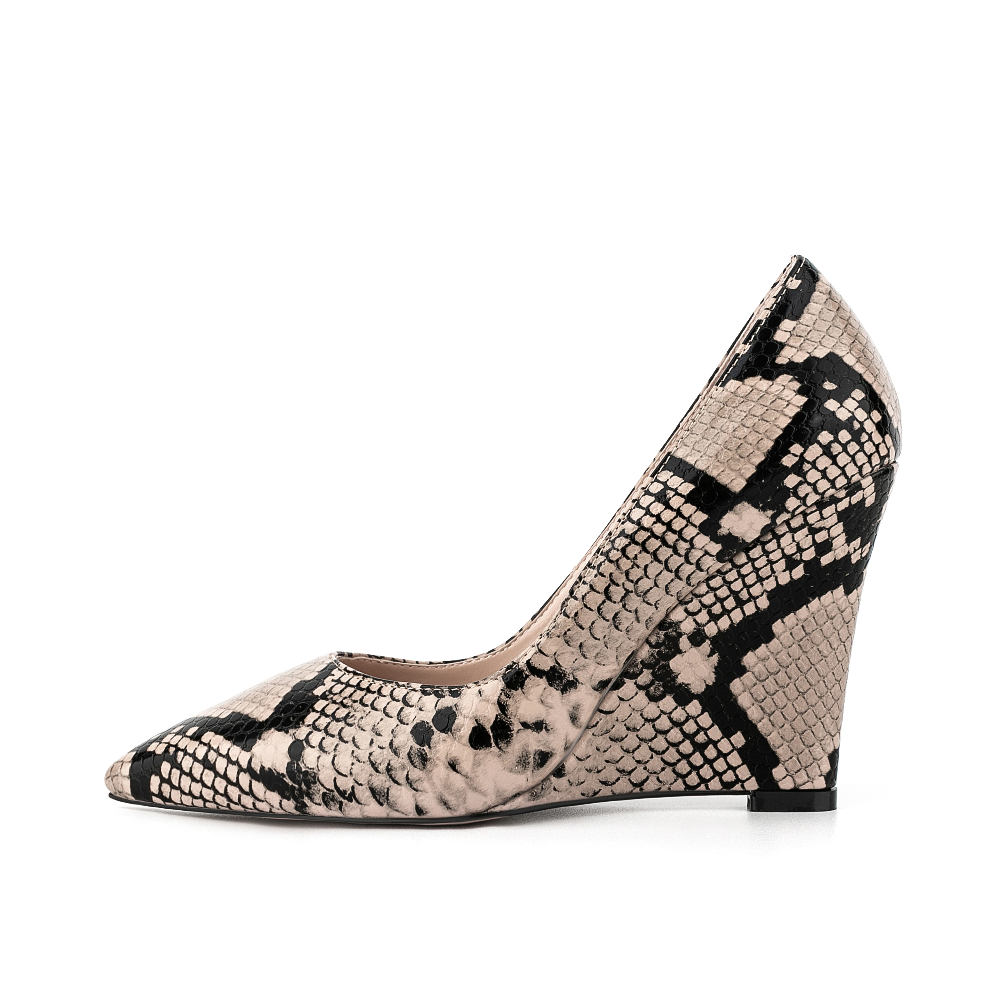 Wedge Heel Two-color Effect Snake Fashion Shallow Shoes Platform For Ladies Women Wedge Heels Shoes Wedge Heels for Women