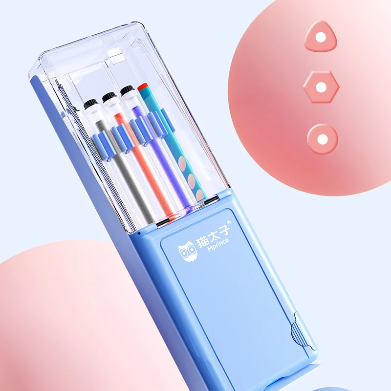 Пенал для детей Ushare, портативный Школьный набор, Жесткий Чехол для карандашей с 5 кнопками, магнитный бокс для цветных ручек