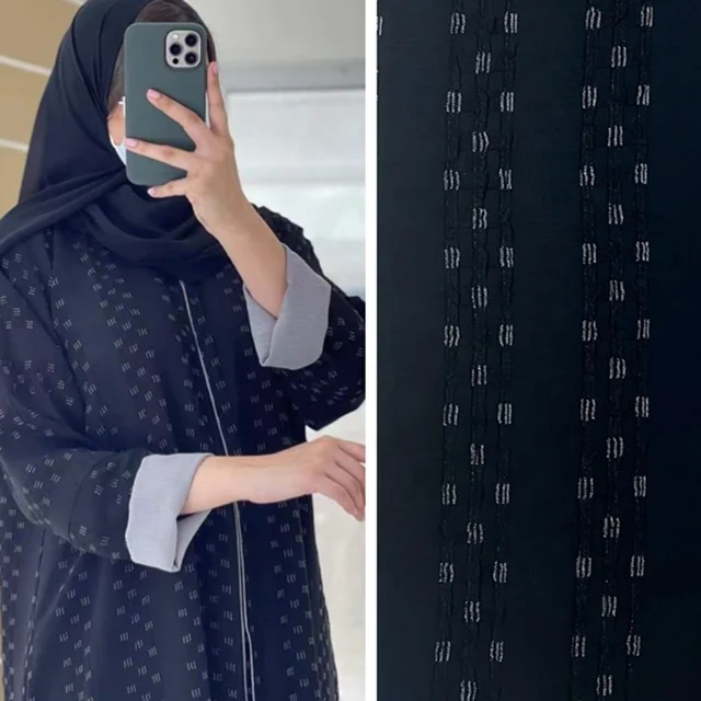 Лучший текстиль формальный черный полиэстер вискоза жаккардовая ткань Дубай для Абайи материалов