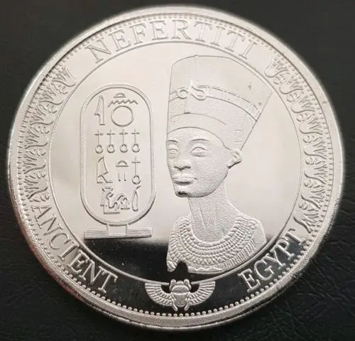 Посеребренная металлическая монета из древнего Египта NEFERTITI