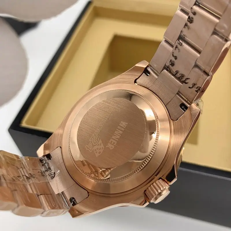 ROL Colored crystal loop bezel milk chocolate dial fashion unisex mechanical watch