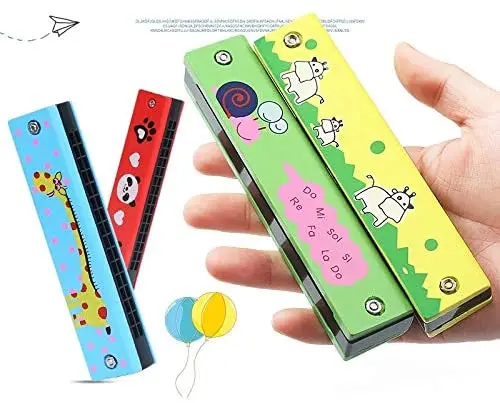 Wooden Harmonica for Children Toys Musical Instruments 16 Holes Double-Row Cartoon Painted  Woodwind Harmonica Melodica