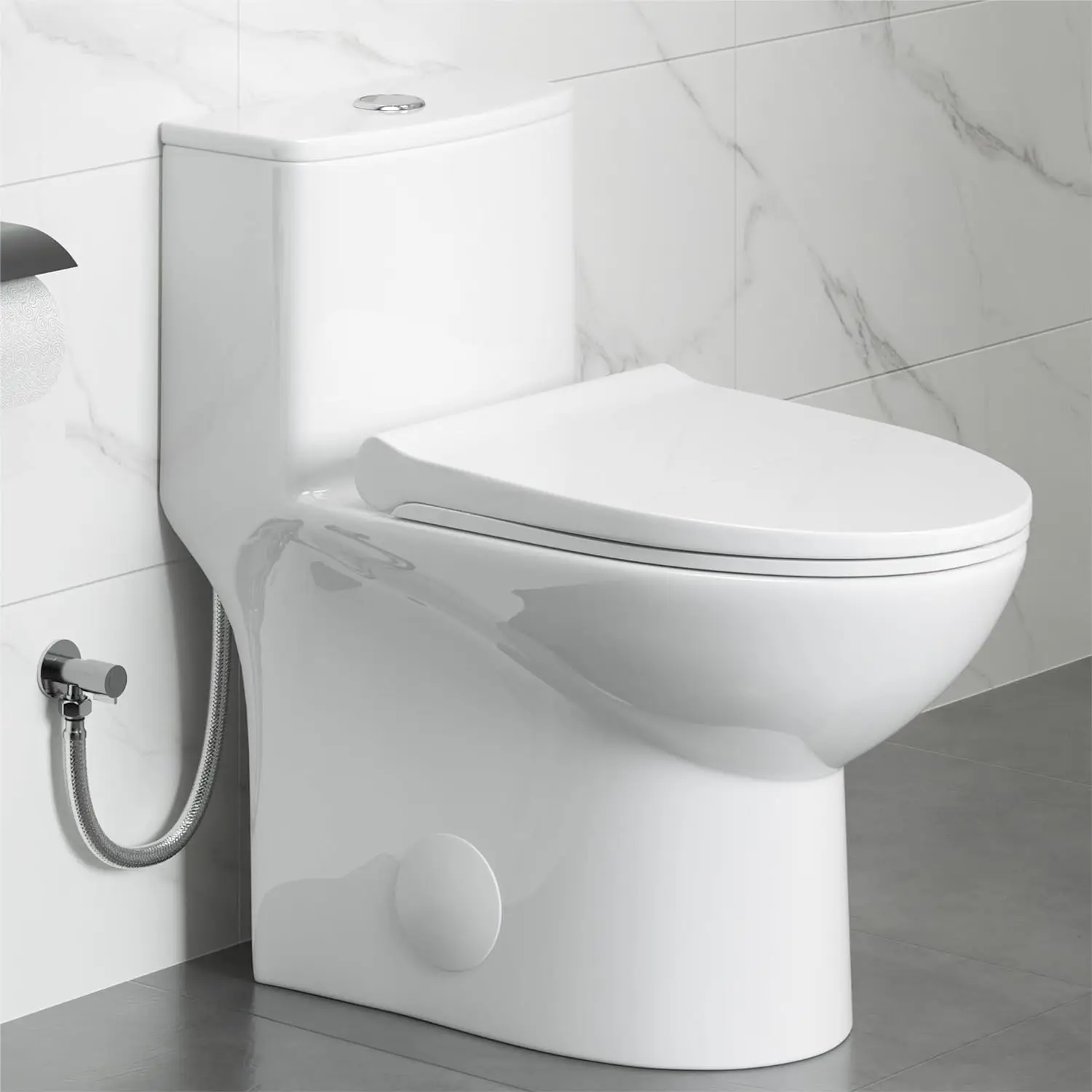Wash Down Round Ceramic Two Piece Toilet P/S Trap Commode Toilet Bathroom WC Water Closet