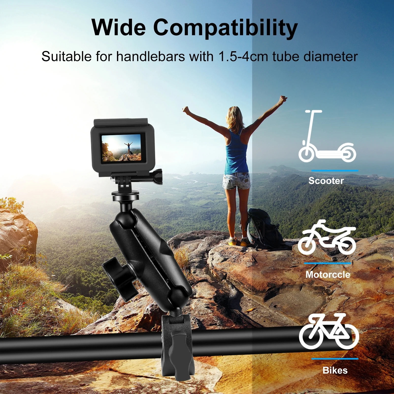Wholesale PULUZ Motorcycle Crab Clamp Handlebar Fixed Mount Holder for GoPro and Other Action Cameras Fixed Mount Holder