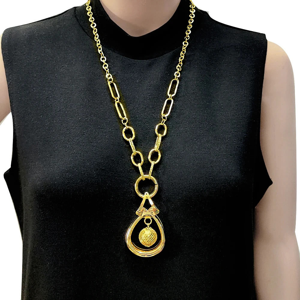 GDJWRI N83 long luxury long necklace GDJWRI body jewelry wedding gold body chain brass
