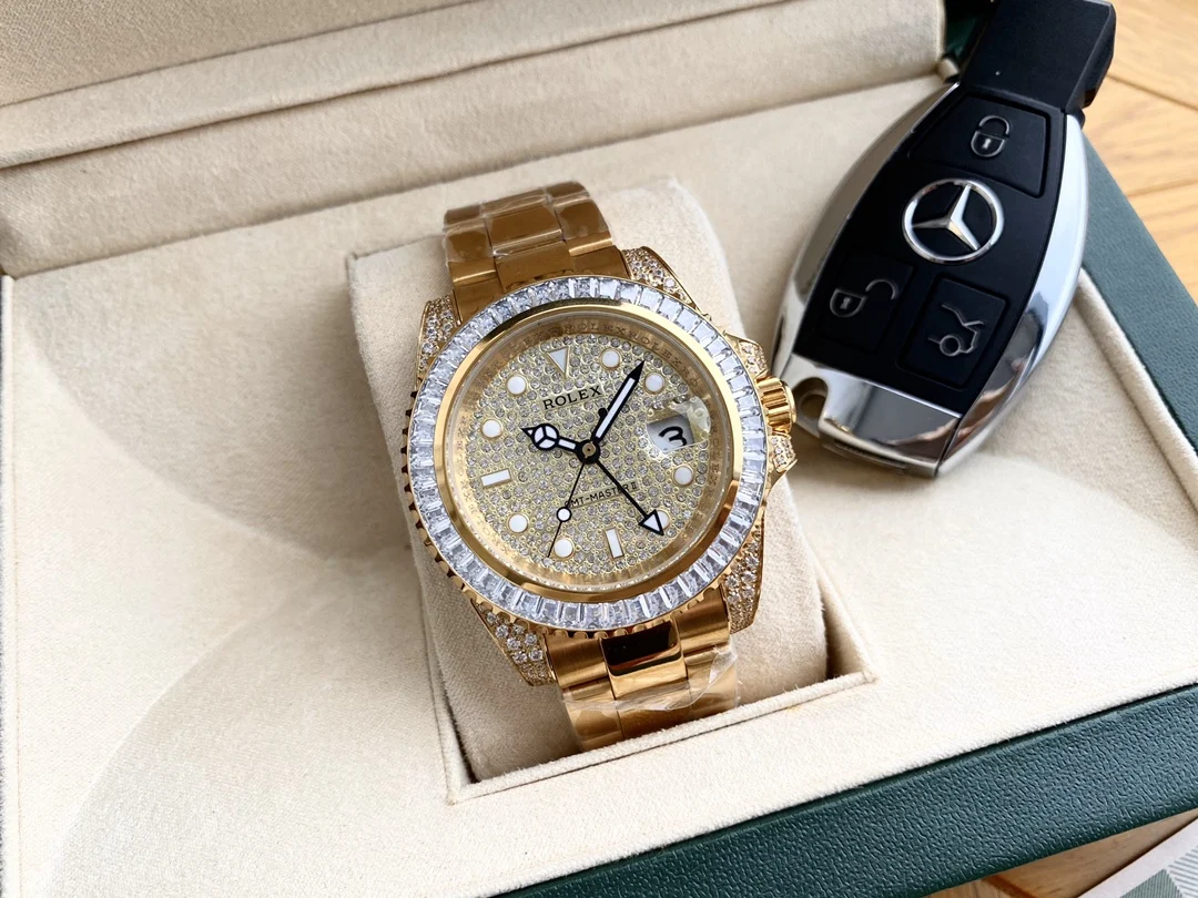 Высококачественные модные роскошные часы Rolex с тремя контактами полностью Алмазная серия автоматические
