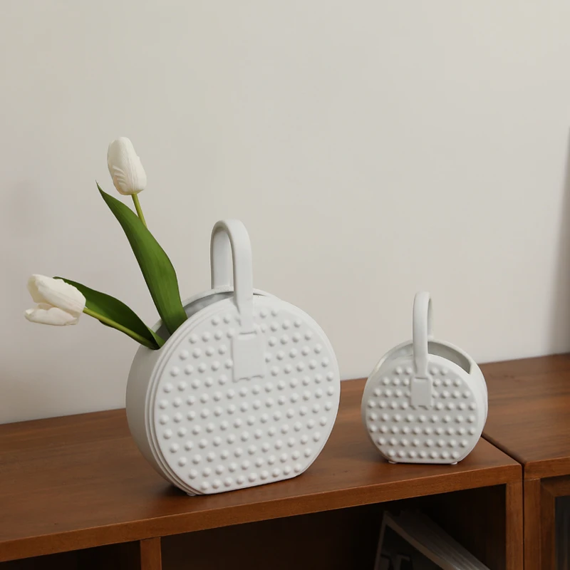 Factory direct commercial Creative Handbag Vase Ceramic Flower Arrangement Desktop Pretty Unique Crafted Bag Vase for Hom Decor