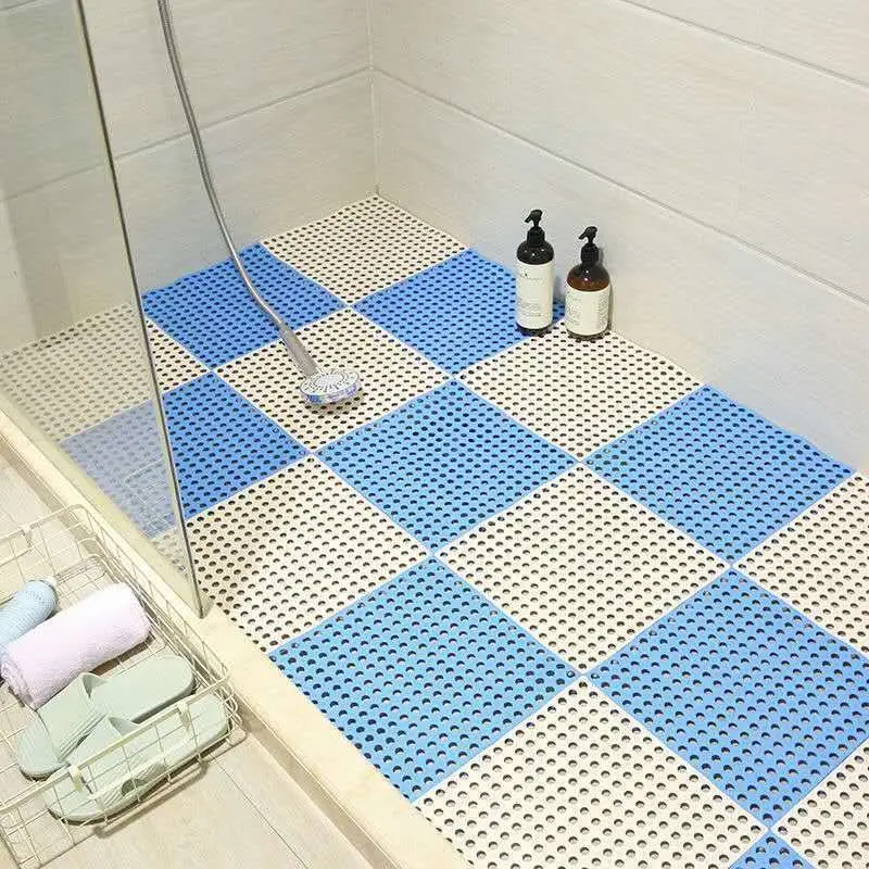 Anti Slip Shower Bathtub Non-slip TPE Plastic Non Slip Drain Hole DIY Square TPE Floor Bathroom Rug Shower Massage Bath Mat