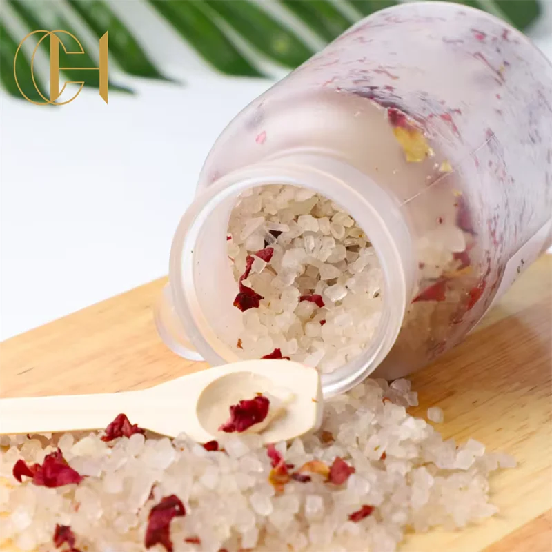 C&H Healing Flower Rose Bath Salts Gift Set Glass Bottle Nature Sea Colorful Bath Salt