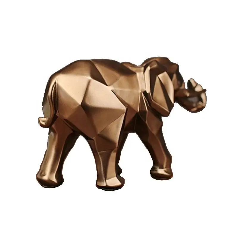 Geometric golden elephant ornaments home desk decoration animal design luxury resin craft statue
