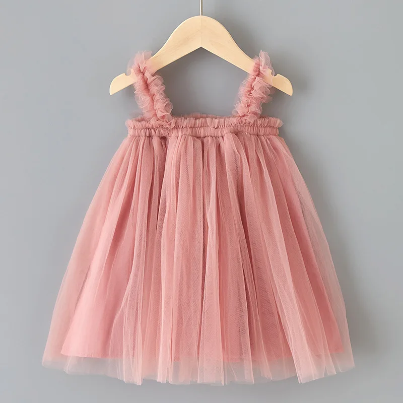Wholesale baby clothes tulle fabric kids summer baby dresses 12 months