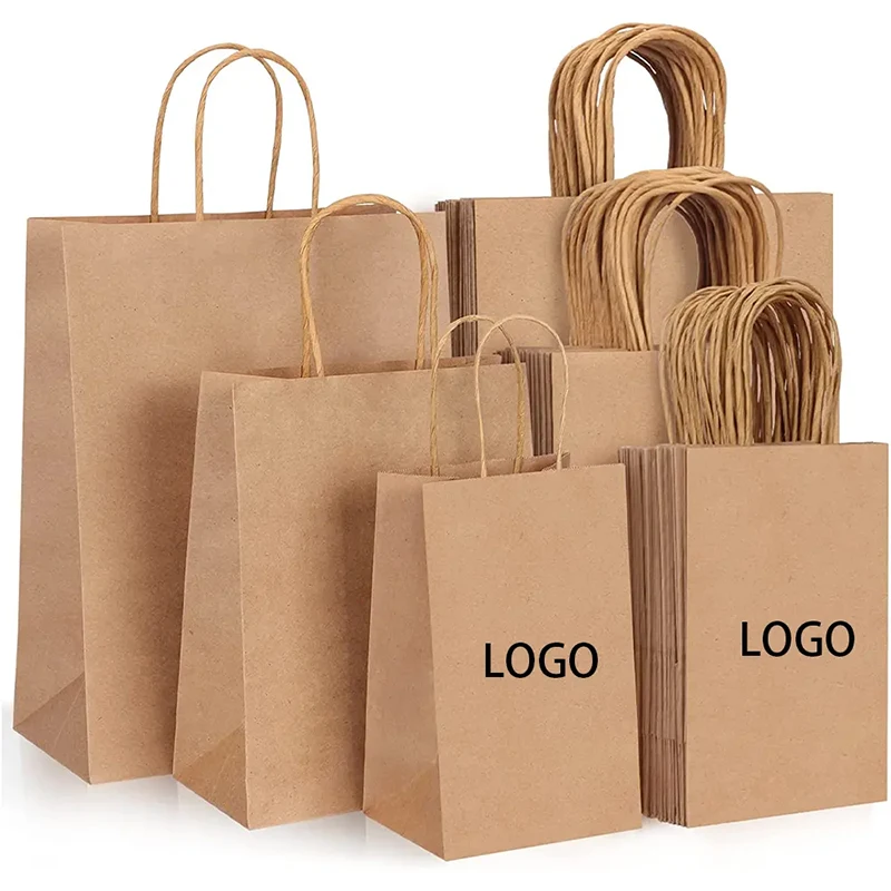 Wholesale gift packaging brown bolsa de papel printed shopping bag kraft paper bags with your own logo