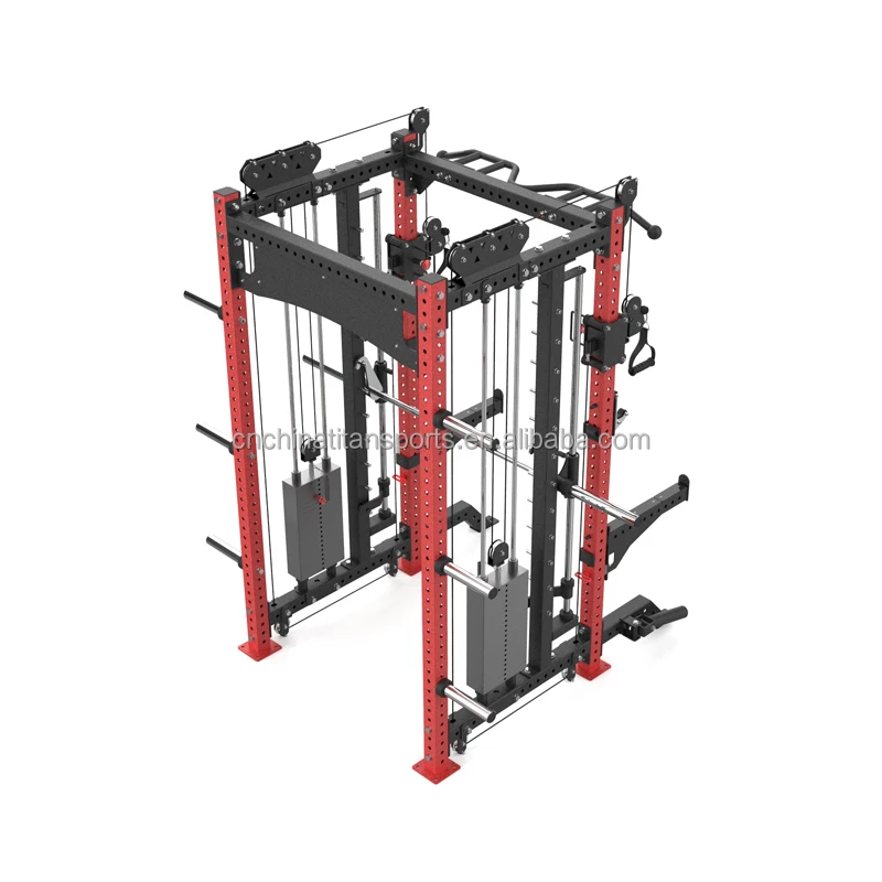 Multifunctional Power Cage Rack with Smith Bar and Cable Pulley System