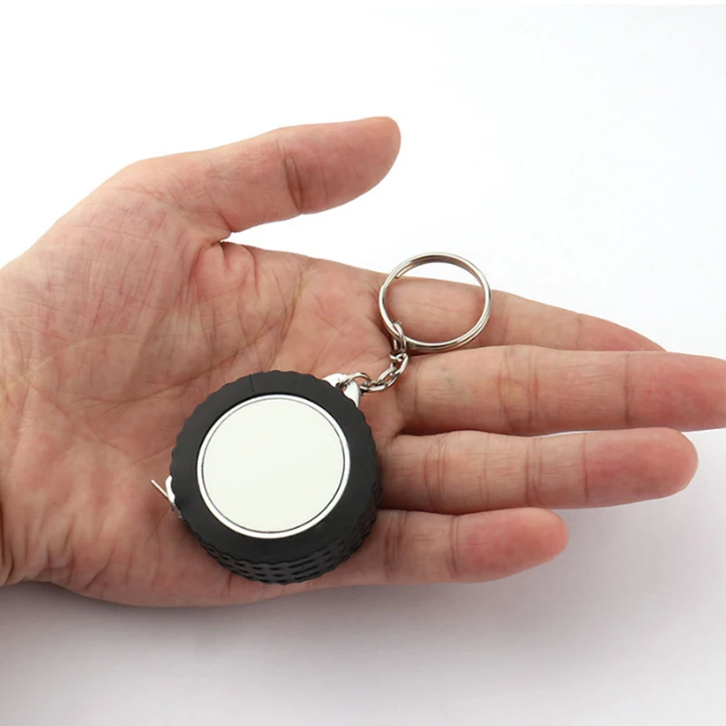 Hot Sales Small Plastic Tape Measure 1 Meter Portable Mini Blank Sublimation Tire Style Tape Measure Ruler Keychain