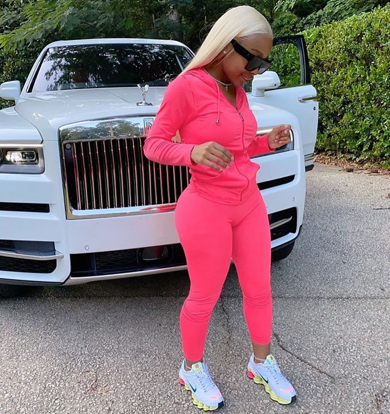 2021 Fashion Hooded Two Piece Jogging  Jogging Suits Wholesale wholesale sweat suits plain women stretchy women jogging suit