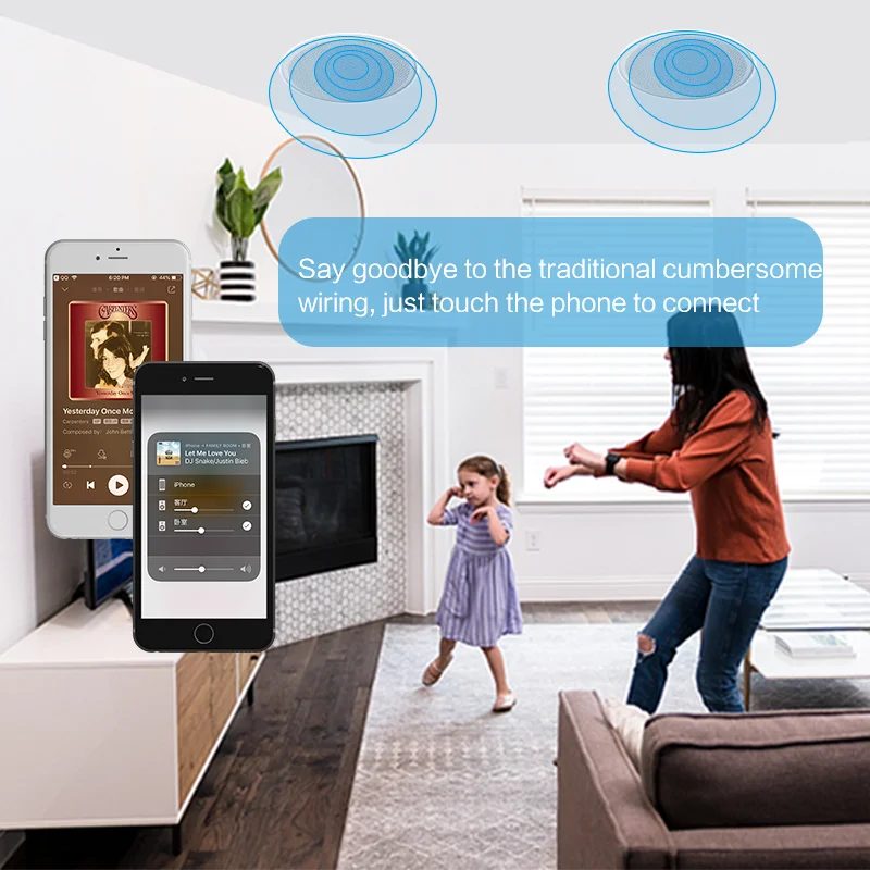 Wireless Ceiling Speaker Cloudyx CS-2 1 master+1 slave Home Audio System WiFi BT5.0 USB DLNA AirPlay Multi-room Playback