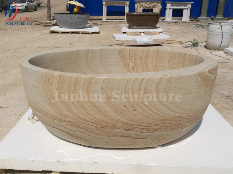 HIgh Quality Cheap Wood Veins Sandstone Bathtub For Sale