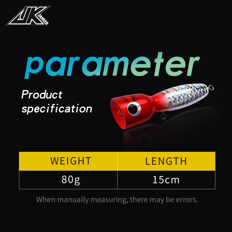 Popper Fishing Lures Artificial Hard Baits 80g Floating Wooden Fishing Popper Lures Saltwater
