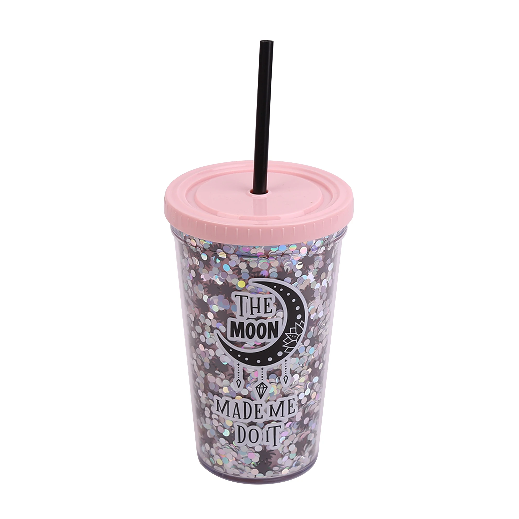 Hot Sales 18oz Halloween Confetti Tumbler  Water Bottle with Straws and Lid  Reusable Plastic Cup