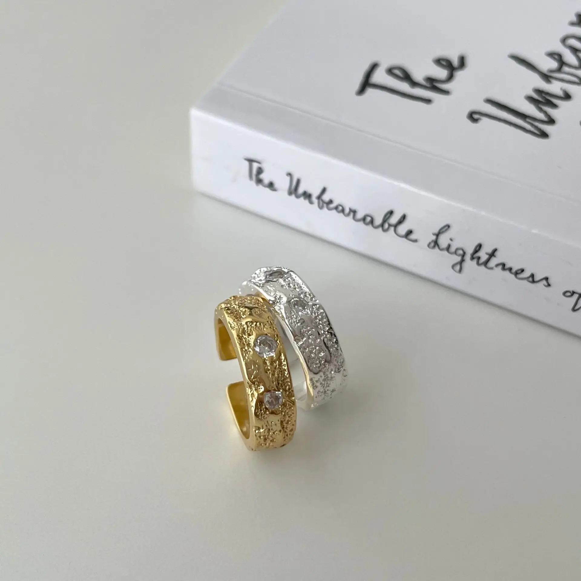 Модное игристое инкрустированное кольцо с фианитом шикарное открывающаяся манжета в форме C 925 из стерлингового серебра ювелирные изделия