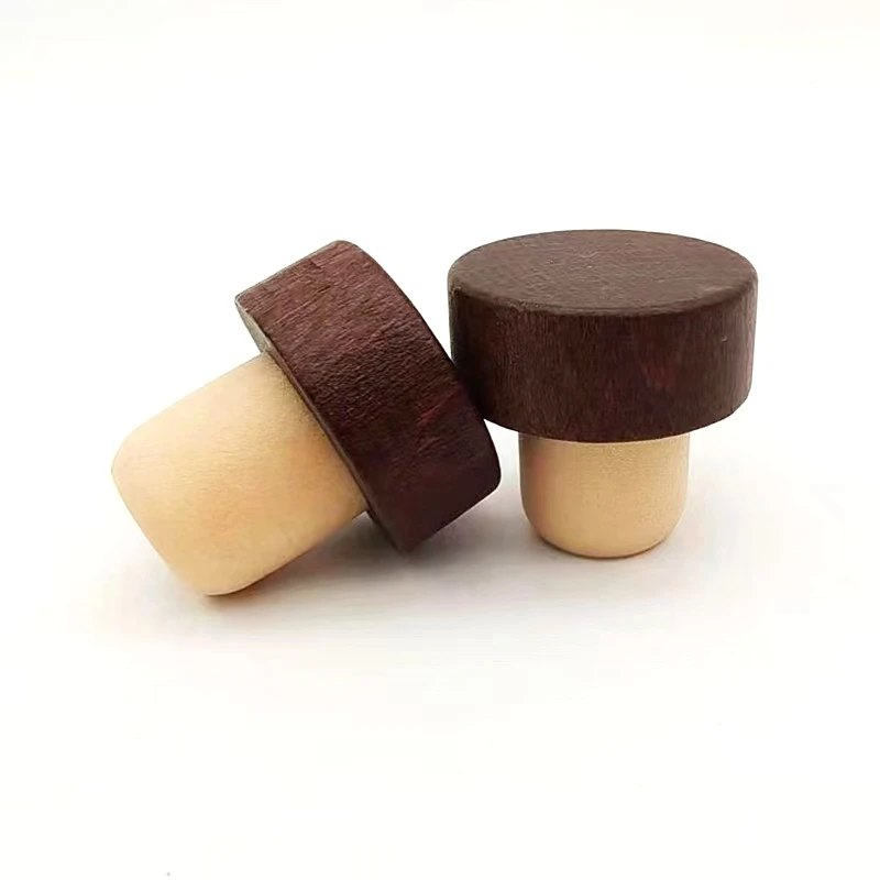 Customized 29.5*19.5 champagne spirits whisky wine bottle plug caps stopper T shape cork lid aluminum top polymer cork