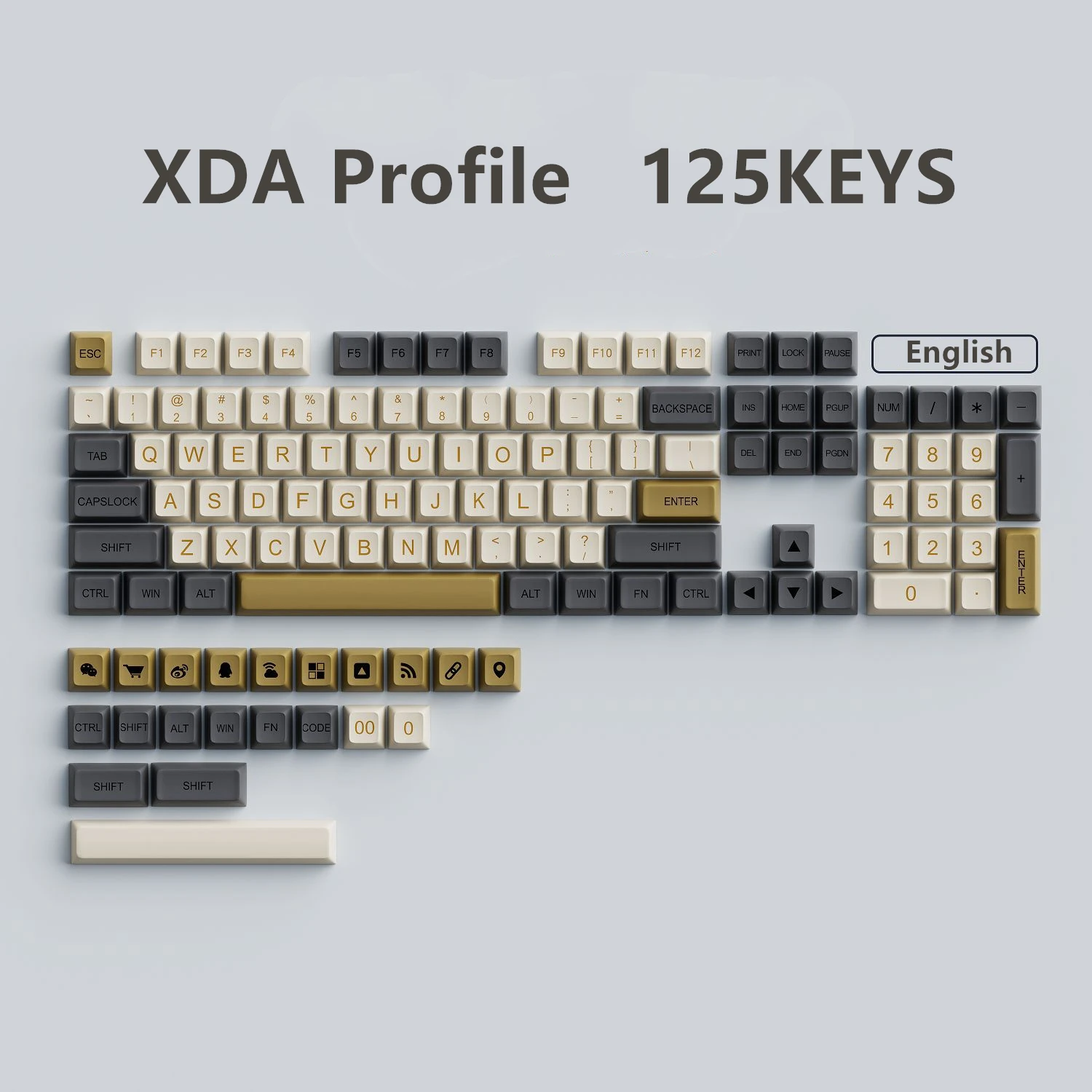 HZGAMER 125Keys Mechanical Keycaps XDA Profile Keycaps Mechanical Keyboard Keycap Set