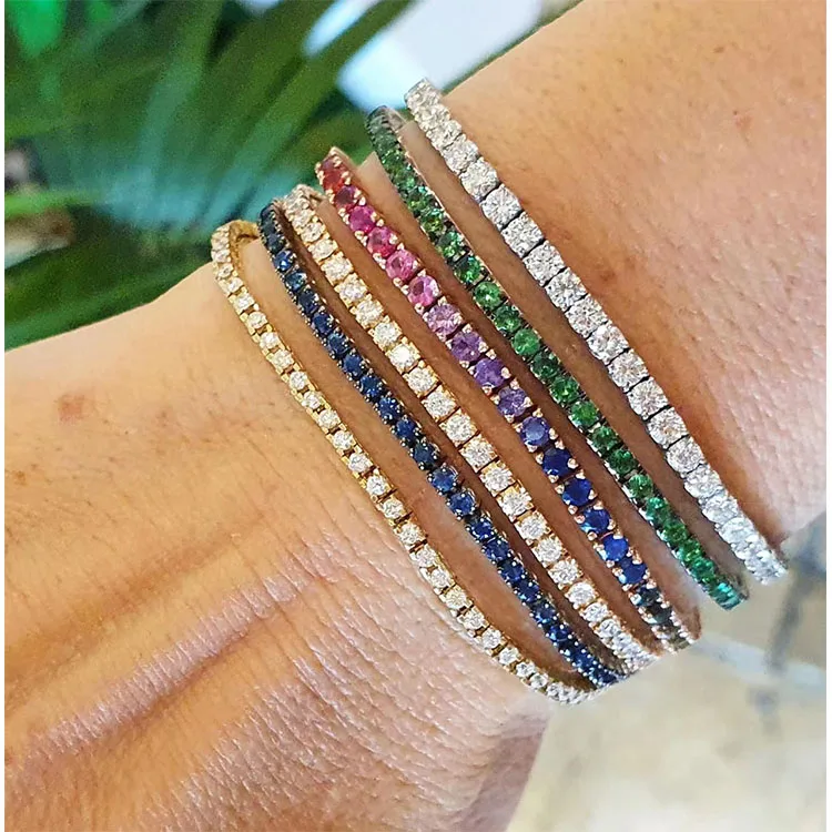 Fine Jewelry 10K14k18k Gold  Lab grown diamond Tennis Bracelet 2mm 3mm 4mm 5mm Black Diamond Moissanite Tennis Bracelet