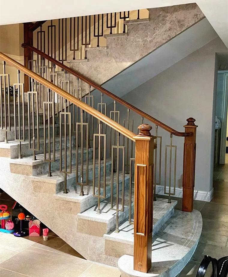 New designed indoor stair railing design luxury decorative brass balustrade & handrail for sale/home renovation
