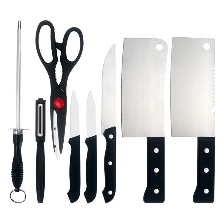 Wholesale Kitchen knife set 8-piece business knife set stainless steel double-sided suction Knife Sets