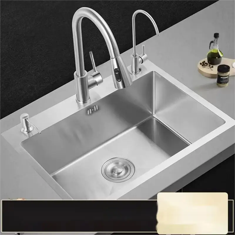 Nano Kitchen Sink 201 Stainless Steel Single Basin Kitchen Sink Embedded Basin Black Sinks