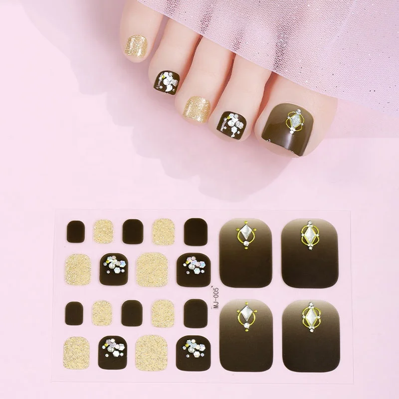 Factory Price Shiny Toe Nail Jelly Sticker Watercolor Nail Decal Healthy Non Toxic Nail Wraps For Kid