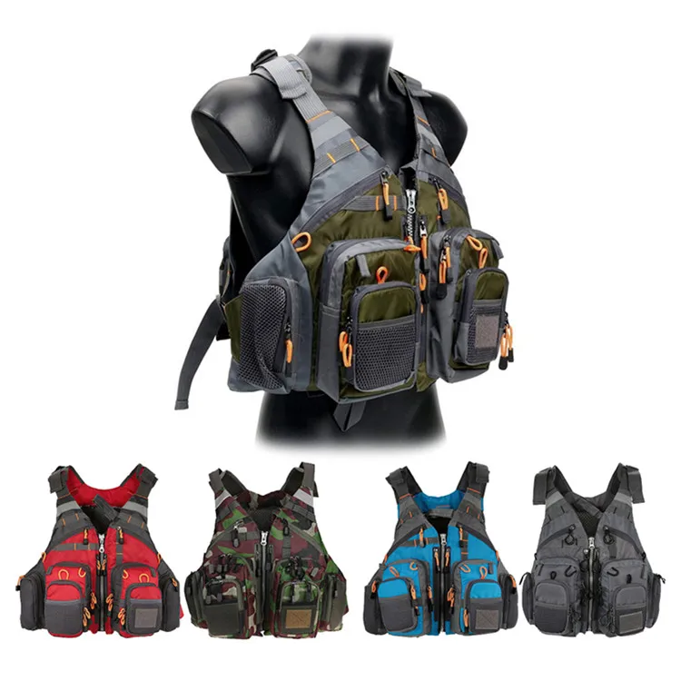 Breathable Adjustable Size Men Women Multi Pocket Mesh Fly Fishing Vest for Swimming Sailing Boating Camping
