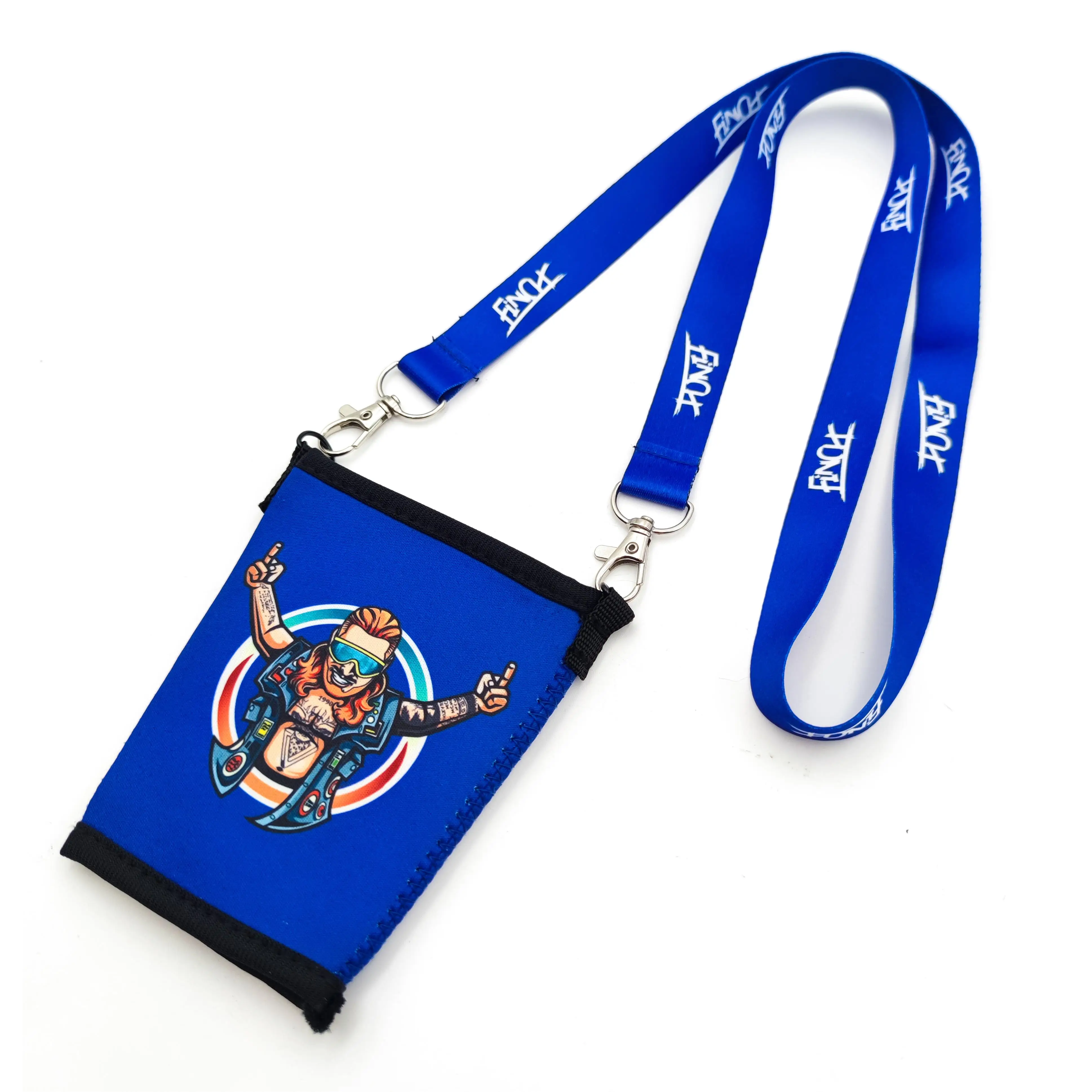 Custom design Printed Neck Strap Polyester Custom Lanyard With Neoprene Cup Holder