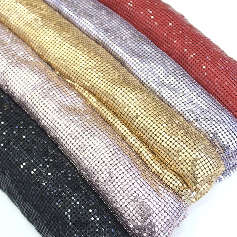 S535 Soft aluminum Metal chainmail mesh fabric Metallic fishnet fabric sequin for dress bags