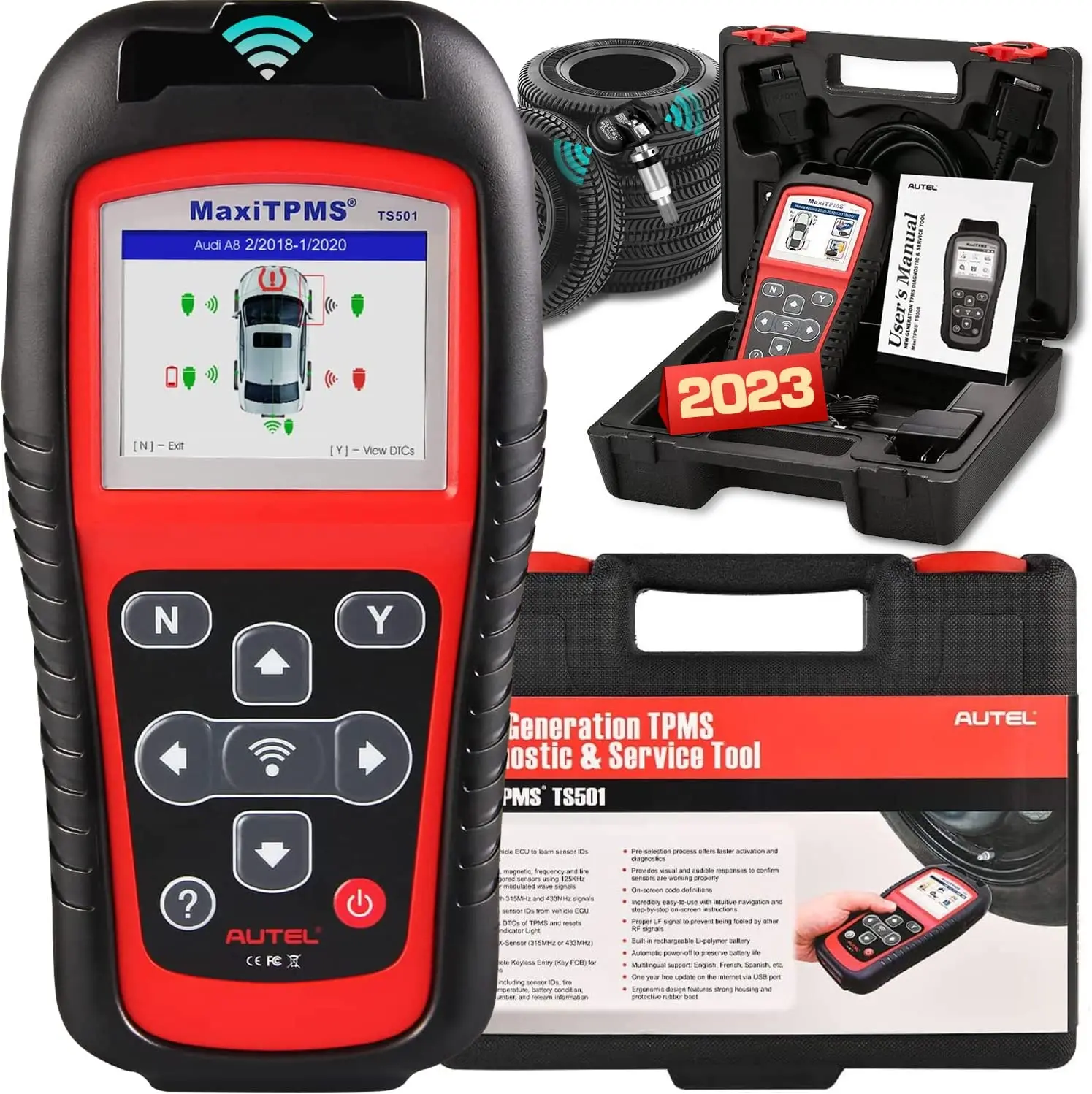 Autel MaxiTPMS TS501 активирует датчики TPMS считывает/очищает коды Системы OBD2 сканер 315/433 МГц программирующий инструмент