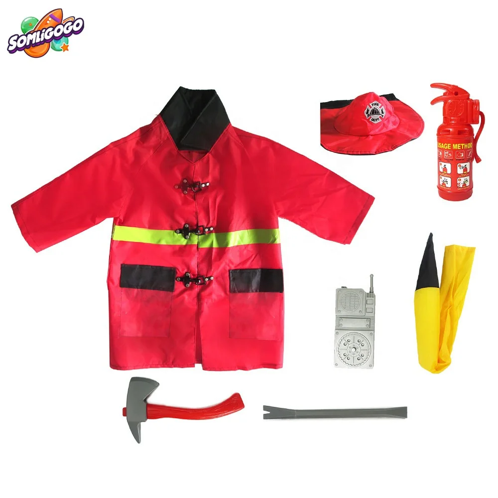 SL 7pcs Washable Kids Fireman Costume Toy for Kids Boys Girls Toddlers Children Halloween Dress Up