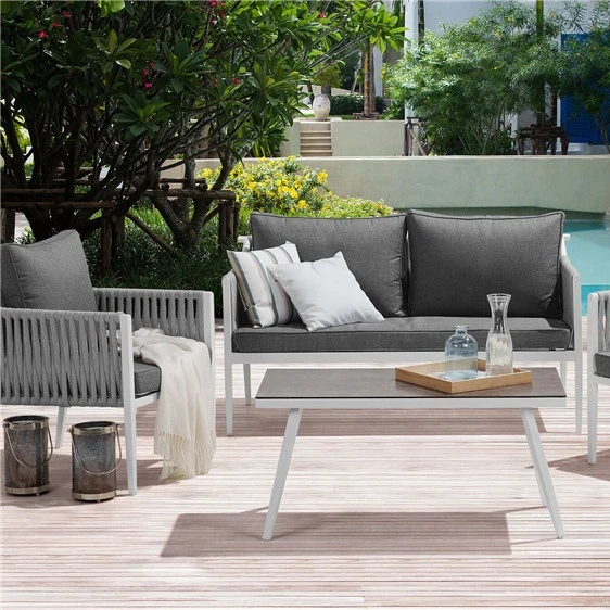 Досуг уличная садовая мебель Плетеный плетеный диван из ротанга или веревки патио диван