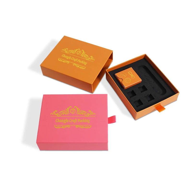 High Quality Custom Logo Popular Classical Design Gifts Keychain Box Packaging Small Drawer Box With Foam Insert