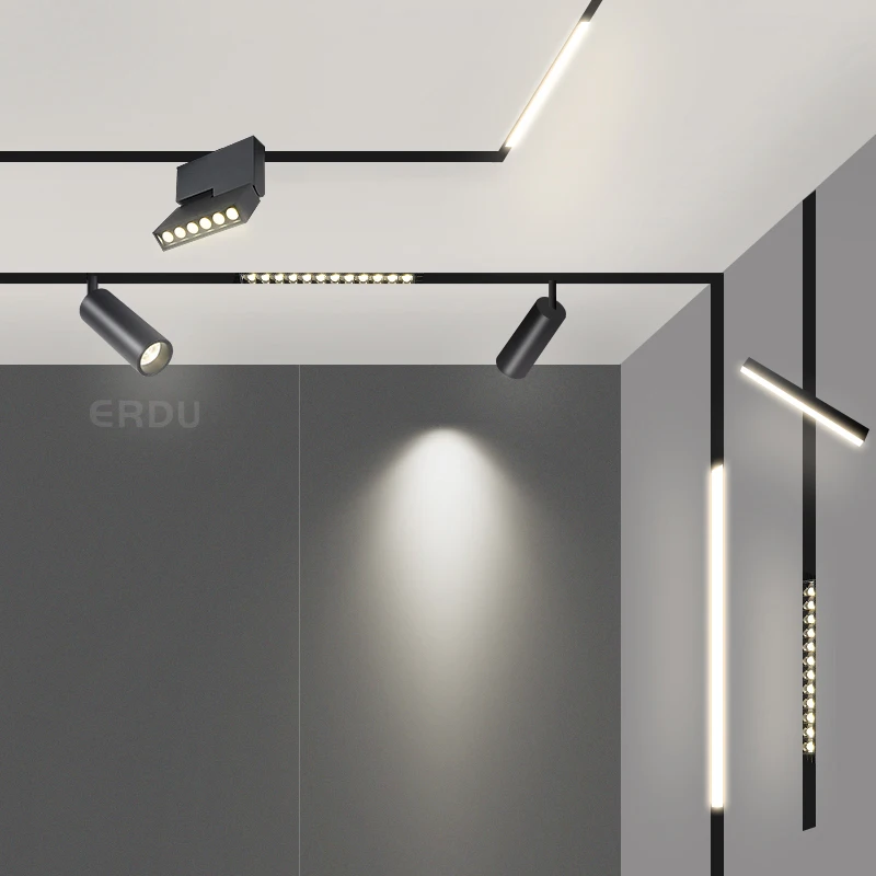  New Design Magnetic Track Light 48V Led Lighting System 6W 12W 18W Rail COB Spotlight No Flickering linear track
