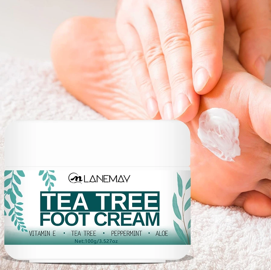 Private Label Tea Tree Oil Foot Cream Moisturizing Nourishing Anti-chipping Skin Care Callus Remover For Dry Cracked Skin