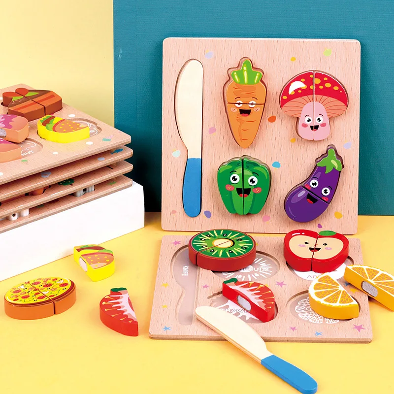 COMMIKI Montessori Образовательные Детские деревянные фрукты овощи разделочная доска игрушки