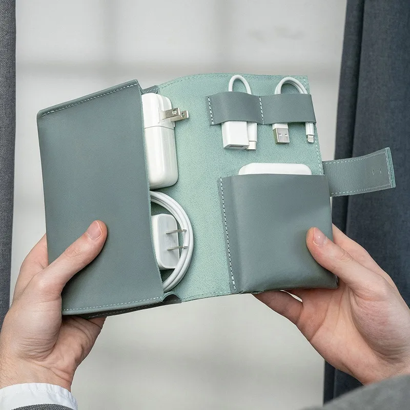 Customized Travel cable Organizer personalized Leather Cord organizer Tech Accessories Digital Accessory Bag Cases