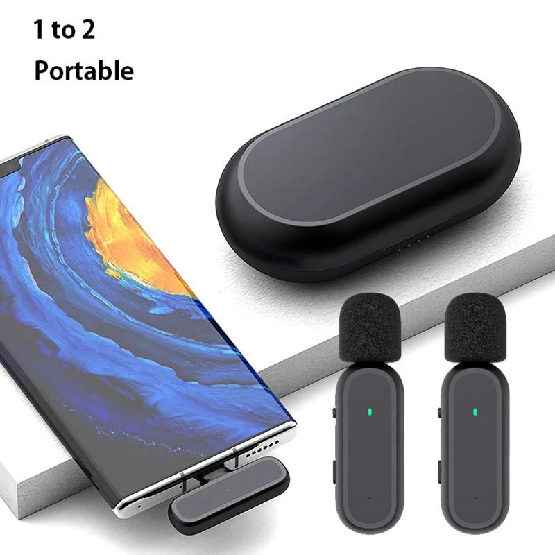 Lavalier Microphone Professional Microphone for Phone with Charging Case Noise Reduction Wireless Microphone for Pc Tiktok Vlog
