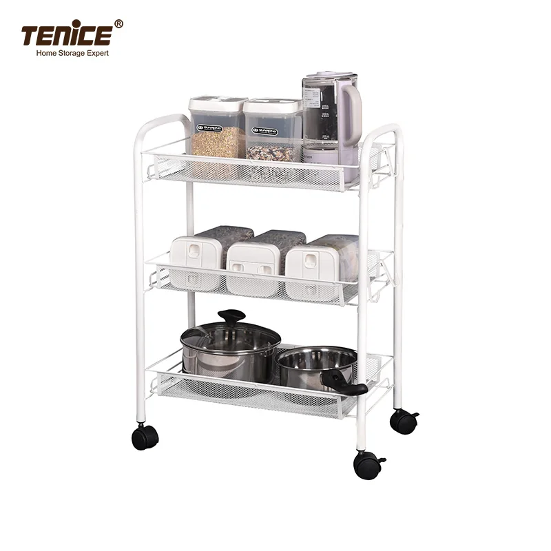  2021 Tenice 3 tier 4-wheels metal beauty salon furniture trolley cabinet cart professional kitchen tool