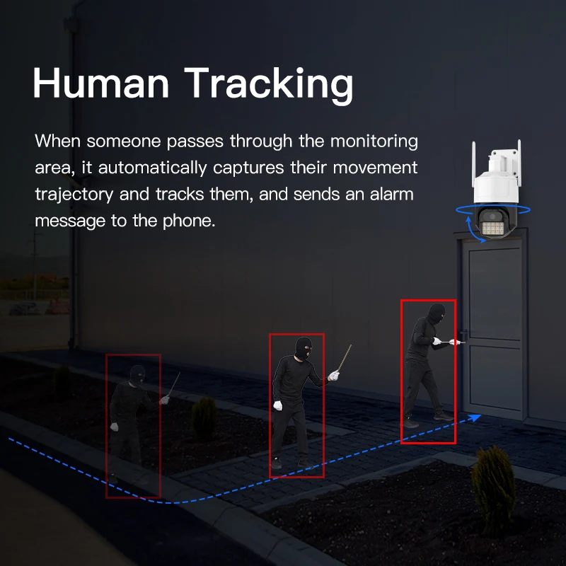 Wireless 4MP HD Smart CCTV Camera Dual Band WiFi Outdoor Security Night Vision PTZ Cloud Storage CMOS Sensor NVR SD Card Options
