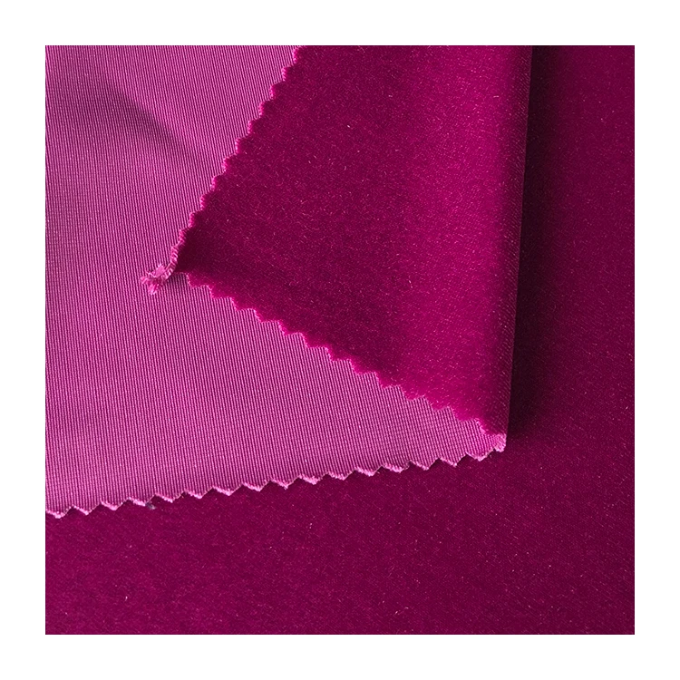 Warp Knit 8% Spandex 92% Polyester Stretch Velvet Fabric Shiny Korea Fleece Fabric