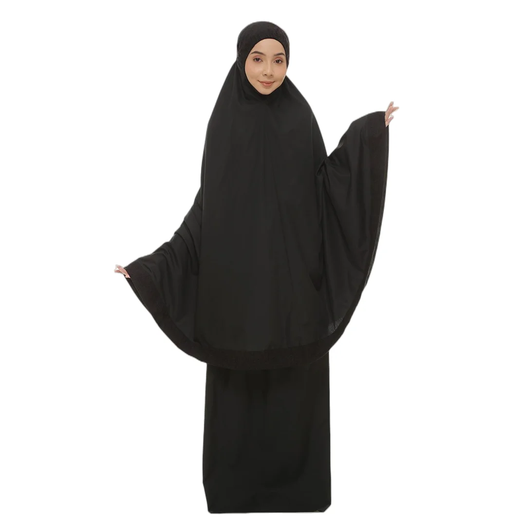 SIPO Telekung Lace Embroidery 2 piece Jilbab Abaya Muslim Malaysia Tudung Khimar Dress Prayer Traditional Muslim Clothing&Access