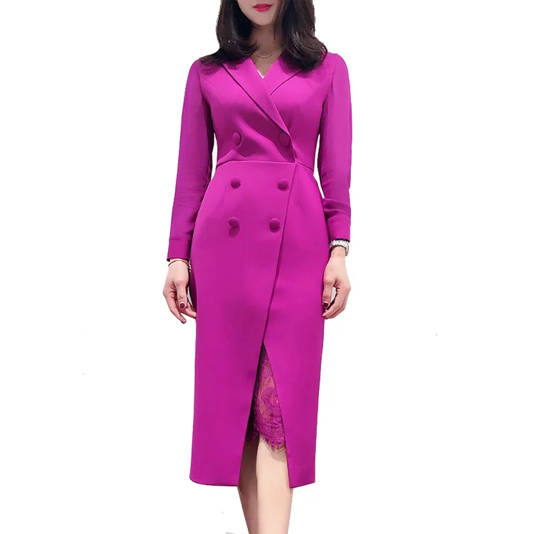 
Custom 2021 Spring Professional Temperament Waist Thin Long Sleeve Classic Retro Dress 