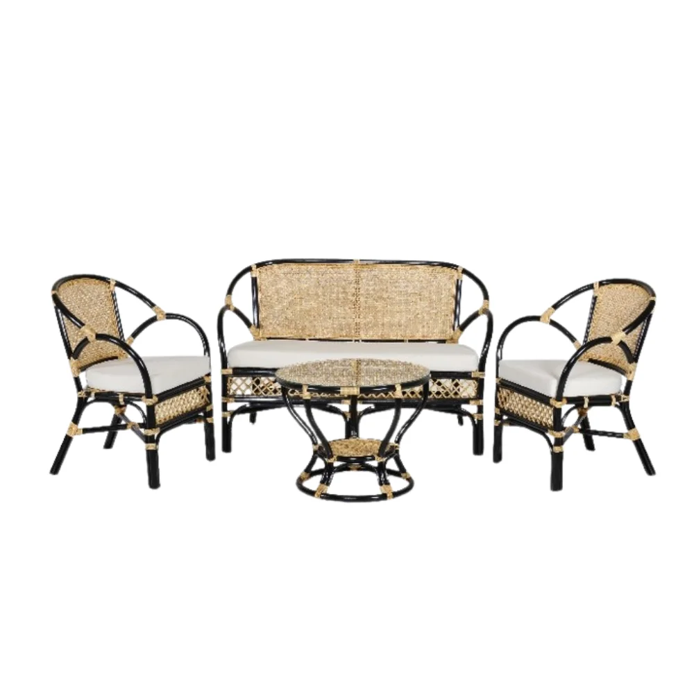 Hot Selling Handmade Rattan Corona Living Set for Apartment Includes Living Room Chair and Coffee Table from Indonesia